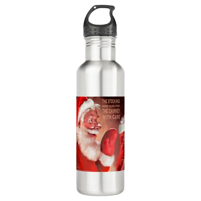 CON33 Santa 3 Stockings.tif Stainless Steel Water Bottle (Front)
