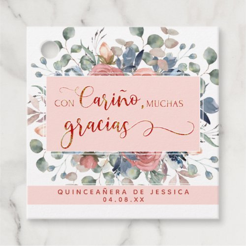 Con Cario Muchas Gracias Floral Thank You Favor Tags