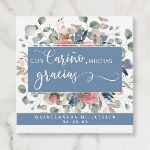 Con Cariño Muchas Gracias, Floral Thank You Favor Tags