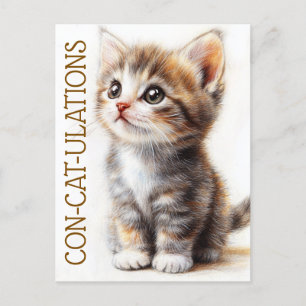Con-Cat-Ulations, Cat, Kitten, Kitty, Congrats Postcard