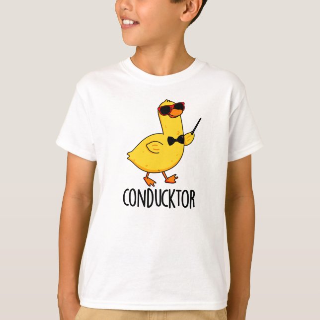 Con-duck-tor Funny Music Conductor Duck Pun  T-Shirt (Front)