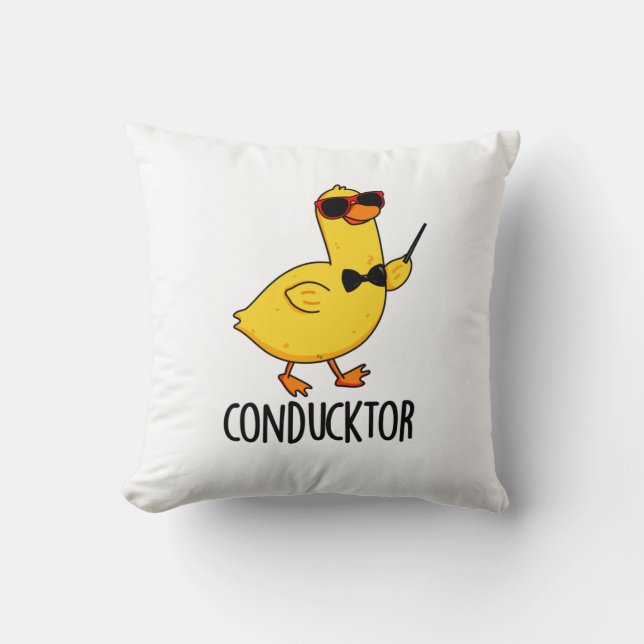 Con-duck-tor Funny Music Conductor Duck Pun  Throw Pillow (Front)