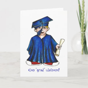 Con "grad" ulations! Boy Blue Diploma Graduation Card
