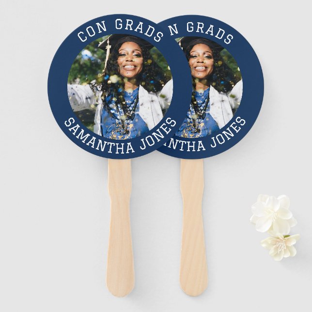 Con Grads simple Graduate photo modern Graduation Hand Fan (Front and Back)