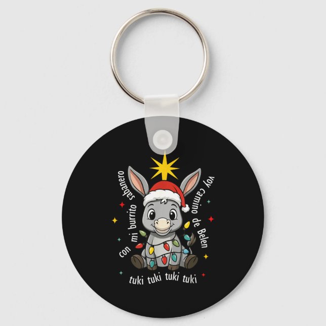 Con Mi Burrito Sabanero Mexican Tuki Tuki Latino X Keychain (Front)