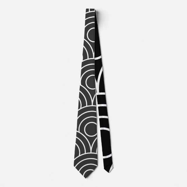 con pétalos de círculos blancos neck tie (Front)