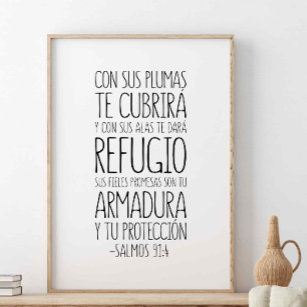 Bajo sus alas encontraras refugio, salmo 91 Spanish bible verse Outdoor Rug