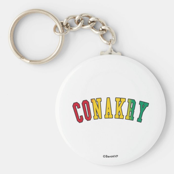 Conakry in Guinea National Flag Colors Keychain