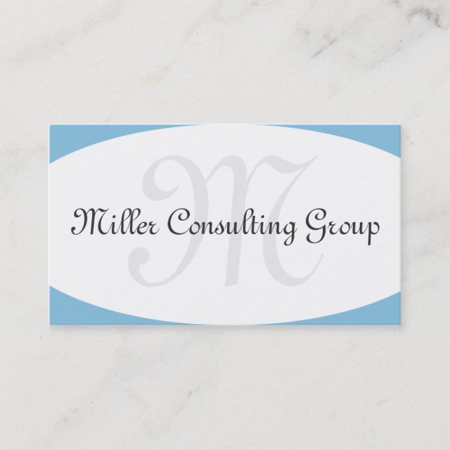 Concave Monogram Blue Business Cards (Front)