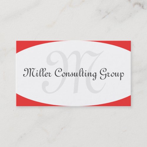 Concave Monogram Red Business Cards