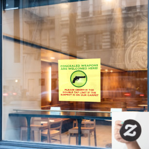 Concealed Weapond Warning Window Cling