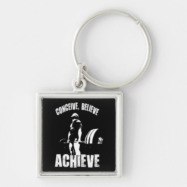 Conceive, Believe, Achieve - Workout Motivational Keychain (Front)