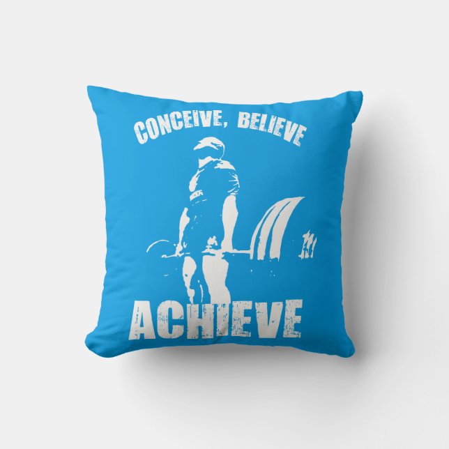 Conceive, Believe, Achieve - Workout Motivational Throw Pillow (Front)