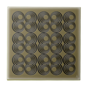 Concentric Black Circles on Olive Green Ceramic Tile