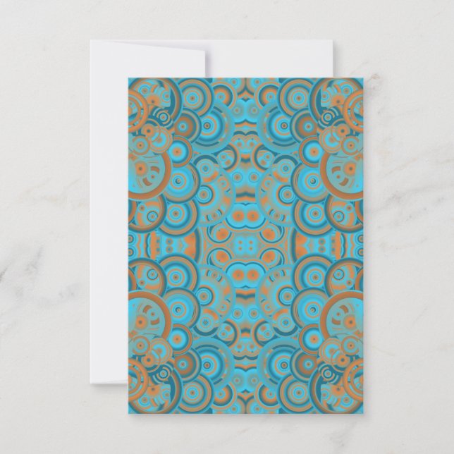 Concentric Circle Gradient Orange Rust Turquoise Card (Front)