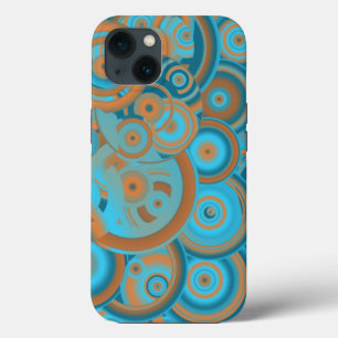 Concentric Circle Gradient Orange Rust Turquoise iPhone 13 Case