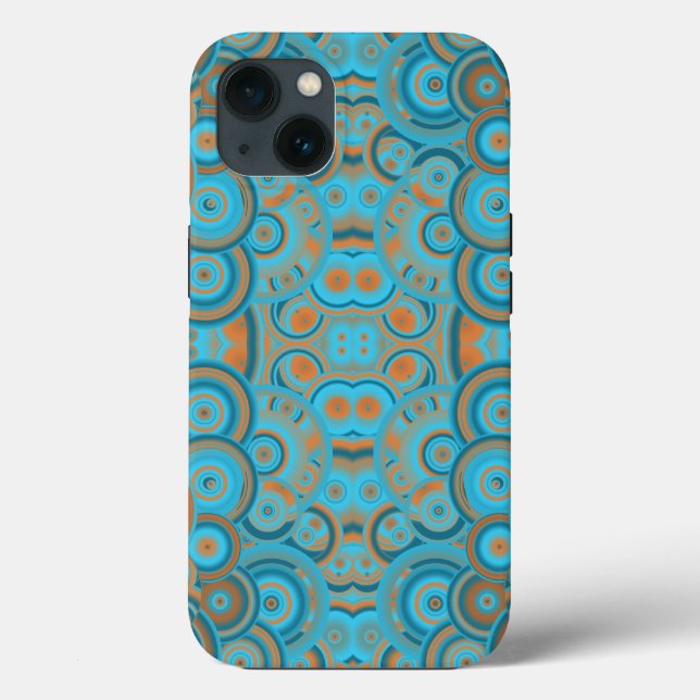 Concentric Circle Gradient Orange Rust Turquoise Case-Mate iPhone Case (Back)