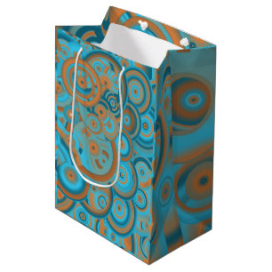 Concentric Circle Gradient Orange Rust Turquoise Medium Gift Bag