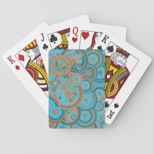 Concentric Circle Gradient Orange Rust Turquoise Poker Cards