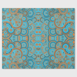 Concentric Circle Gradient Orange Rust Turquoise Wrapping Paper