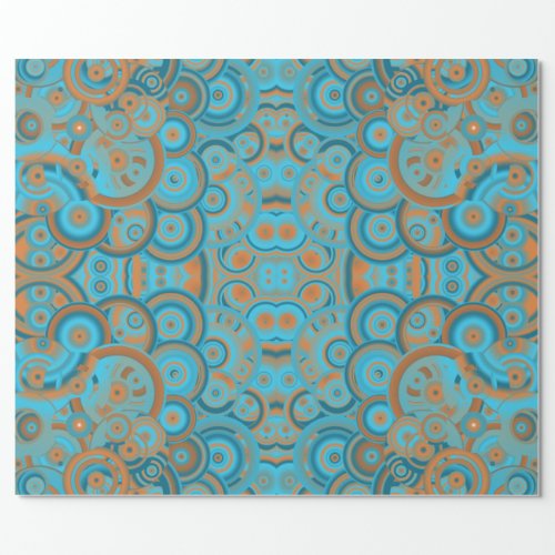 Concentric Circle Gradient Orange Rust Turquoise Wrapping Paper