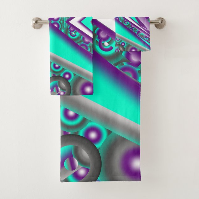 Concentric Circled To The Point Abstract Bath Towel Set (Insitu)