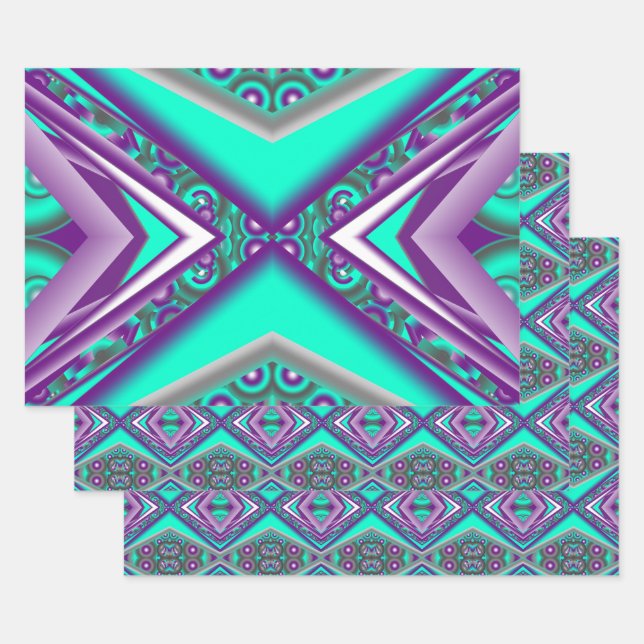 Concentric Circled To The Point Abstract Wrapping Paper Sheets (Set)