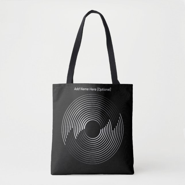 Concentric Circles Black (Personalize) Tote Bag (Front)
