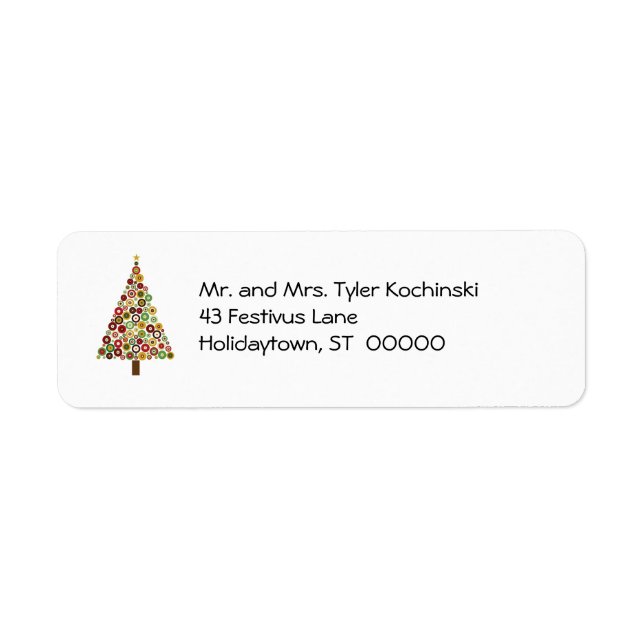 Concentric Circles Christmas Tree Return Address L Label (Front)