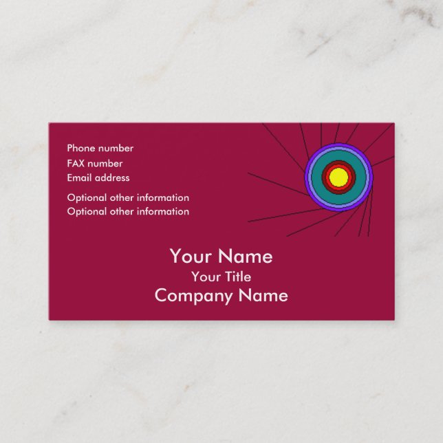 Concentric Circles - cranberry - bus card template (Front)