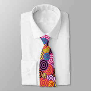 Concentric Circles Graphic Design Loud Colors Neck Tie