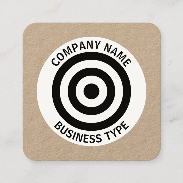 Concentric Circles - Kraft Square Business Card (Front)