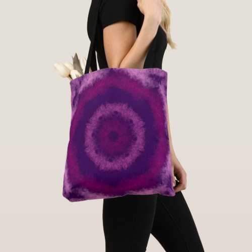 Concentric circles on purple pink tote bag