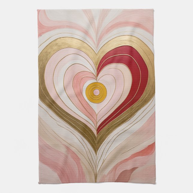 Concentric Heart Blossom Kitchen Towel (Vertical)