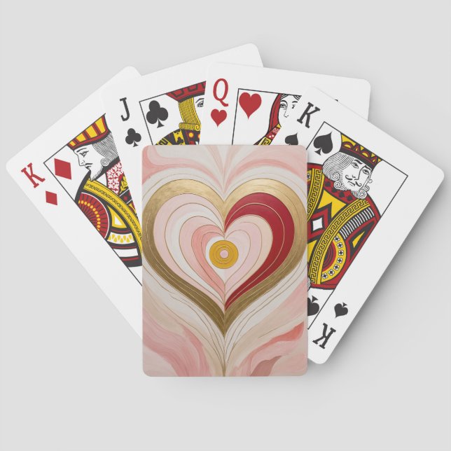 Concentric Heart Blossom Poker Cards (Back)