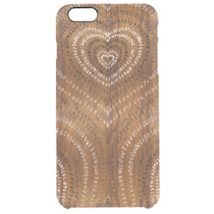 Concentric Hearts black and white wood look Clear iPhone 6 Plus Case