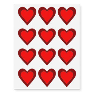 Concentric Hearts Red Maroon 4Lee Temporary Tattoos