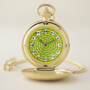 Concentric Leaf Rings (Korean Face) by K Yoncich Pocket Watch