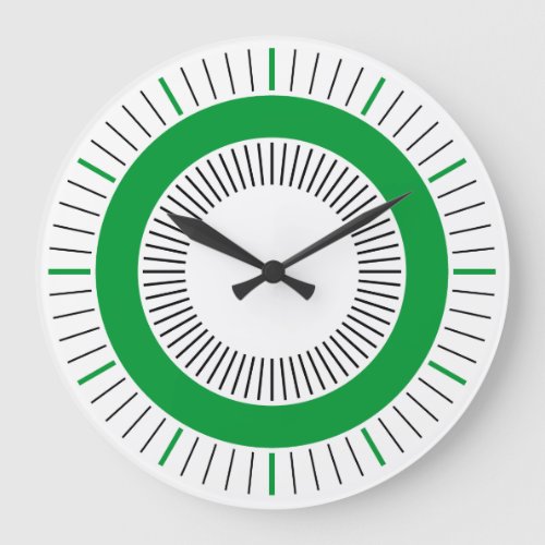 Concentric Rays _ Solid Grass Green Large Clock