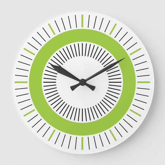 Concentric Rays - Solid Martian Green Large Clock (Front)