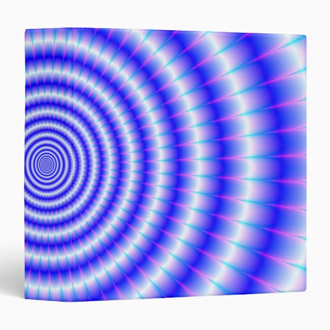 Concentric Rings in Blue and White 3 Ring Binder (Front/Spine)