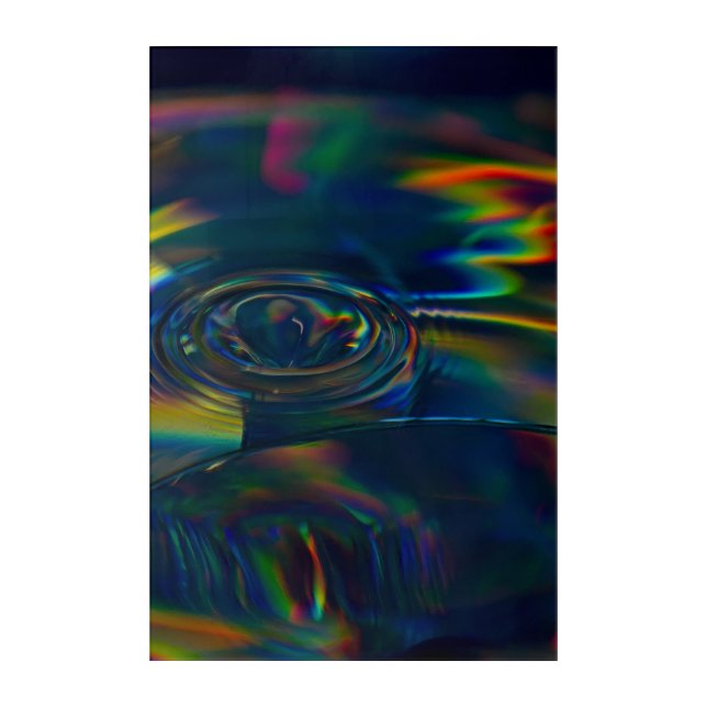 Concentric Rings in Teal Light Acrylic Print (Front)