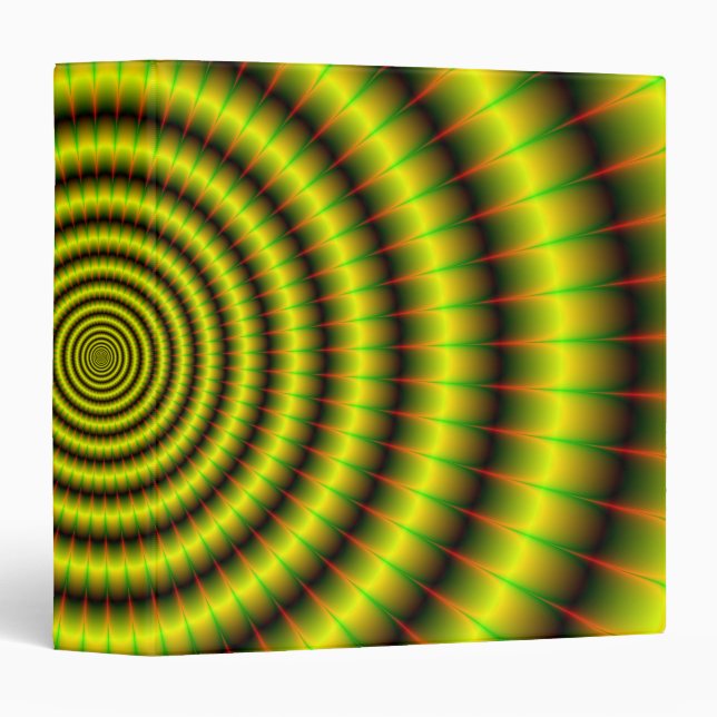 Concentric Rings in Yellow Green and Orange 3 Ring Binder (Front/Spine)