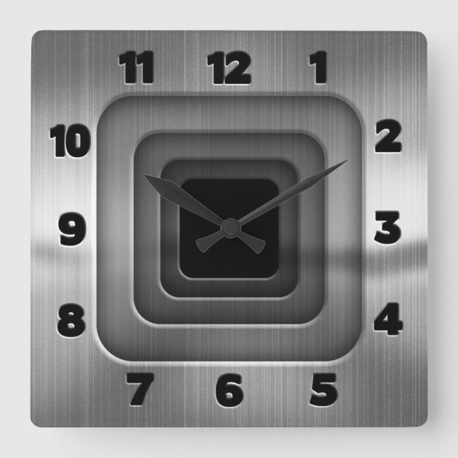 Concentric Steel Squares Square Wall Clock (Front)