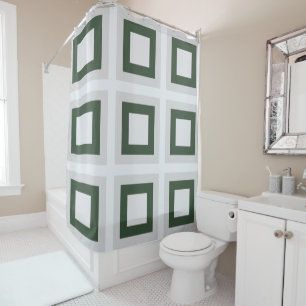 Concentric Teal Grey Green Squares  Shower Curtain
