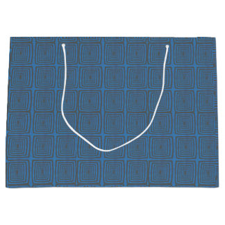 Concentric Wavy Squares on a mottled blue paintbox Large Gift Bag