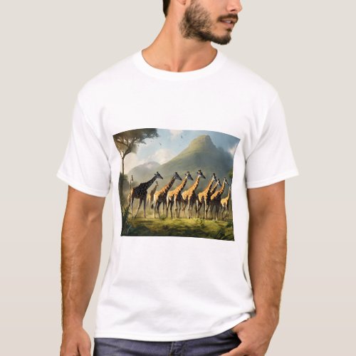 Concept art of a massive herd of incredibly tall g T_Shirt