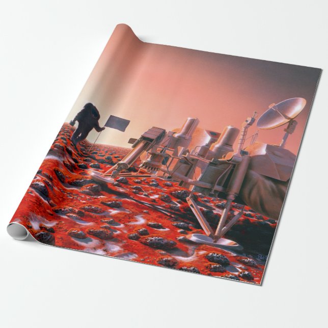 Concept Art of Future Manned Mars Mission Wrapping Paper (Unrolled)