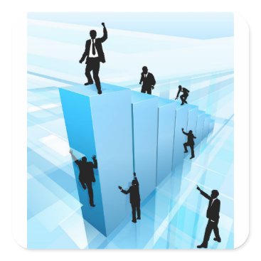 Concept Business People Silhouettes Success Square Sticker Concept Business People Silhouettes Success Square Sticker