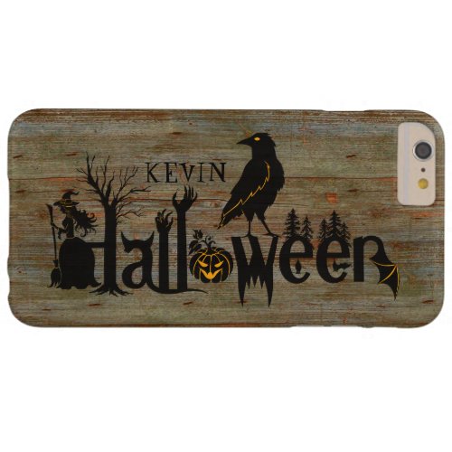 Concept Halloween Illustration On Old Wood Barely There iPhone 6 Plus Case